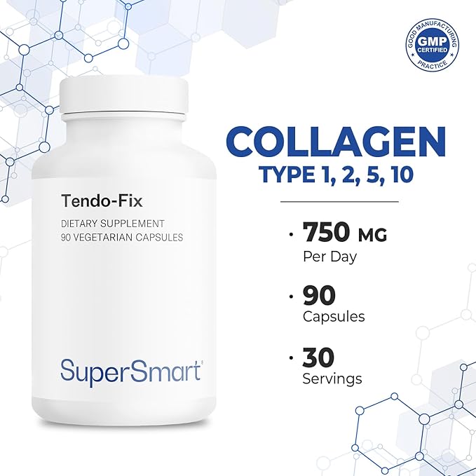 Supersmart - Tendo-Fix 750 mg Per Day - Increases Joint Mobility with Collagen | Non-GMO & Gluten Free - 90 Vegetarian Capsules