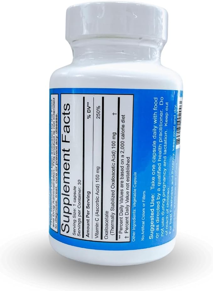 Benagene Oxaloacetate Supplement - Supports Cellular Energy - Thermally Stabilized with Vitamin C - Non-GMO & Vegan - 30 Servings, Once Daily