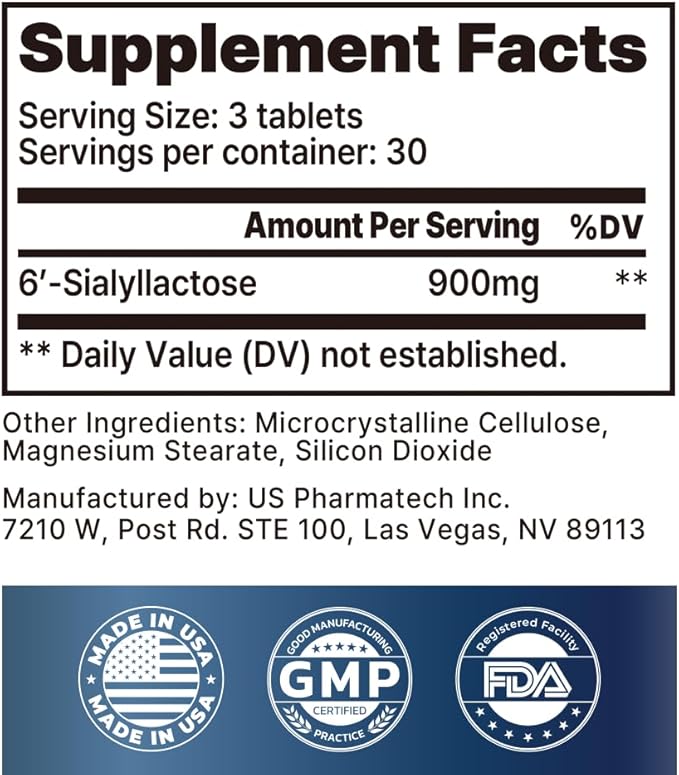 Muscle Health - Made in USA - Enhance Muscle Mass & Strength, Fast Workout Recovery, Reduce Fatigue & Boost Exercise Performance, 6-Sialyllactose (6-SL), 900mg, 90 Tablets