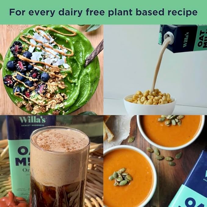 Willa's Organic Oat Milk - Unsweetened Original Oatmilk, Non-GMO, Shelf Stable, Low Sugar, Non-Dairy Milk, Made from Whole Grain Oats, No Oil, No Gums, 32 Oz - Pack of 1