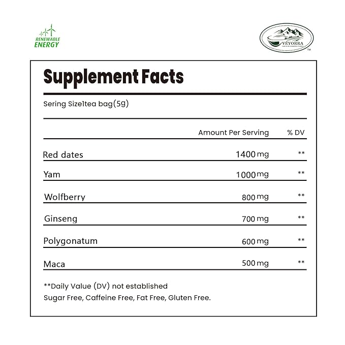Veyorra Ginseng Six Treasure Tea - Traditional Chinese Herbal Blend, Kidney Tea, Healthy Tea for Men and Women(110Bags)