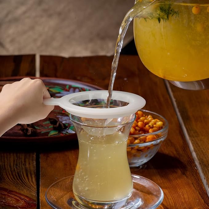 200 Mesh Food Filter Strainer, Reusable Fine Mesh Strainer, Nylon Mesh Sieve Plastic food strainer with Handle, Ideal for Filtering Coffee, Juice, Oils, Soy Milk