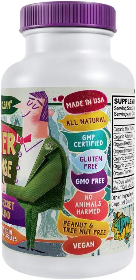 Liver Cleanse Support Supplement w Milk Thistle - Nature's Secret Agent Blend - 60 Vegan Capsules
