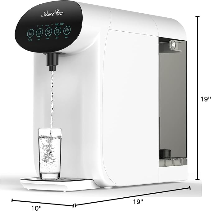 SimPure Y7P-W UV Countertop Reverse Osmosis Water Filter, NSF/ANSI 58 Certified, 5 Stage RO Water Filtration System, Water Purifier for Home, 4: 1 Pure to Drain, BPA Free (No Installation Required)