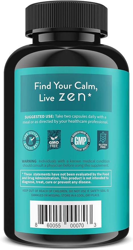 WellPath Zen Stress Relief Supplement + Mood Support (180 ct) | Calm, Stress & Energy Aid | Ashwagandha Root, Rhodiola Rosea, L-Theanine, Lemon Balm | Herbal Capsules