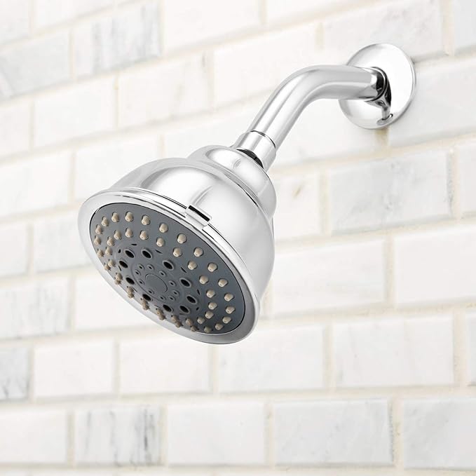 Voolan High Pressure Shower Head - 4 Inches Rain Showerhead - 5 Spray Settings - Luxury Modern Chrome Look - Perfect Adjustable Replacement for Bathroom Shower Heads