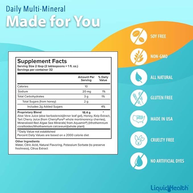 LIQUIDHEALTH Calcium Magnesium Vitamins & Daily Multi Minerals Liquid Supplement Bundle for Adults - Immune System, Bone & Joint Support, Improve Mobility, Increase Energy - Vegan, Non-GMO, USA Made