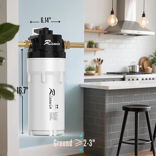 8GPM Whole House Water Filter & Water Filtration System – 3-Stage Chlorine/Sediment/Rust Filtration | Outdoor -11°F | Quick Install for Renters/Homeowners (Easy Replacement)