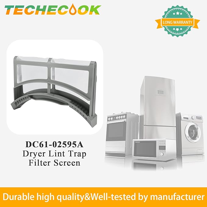 2025 Upgraded DC61-02595A Dryer Lint Filter Case Screen by Techecook - Polyester Vinyl Standard Size Dryer Lint Screen - Fit for Samsung Dryer - Replaces 2069505, AP4578777, PS4206799, EAP4206799