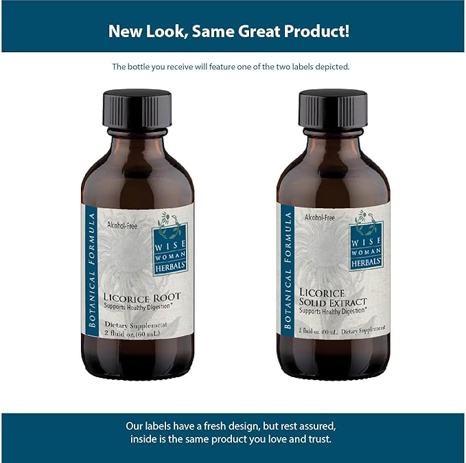 Wise Woman Herbals Licorice Root Solid Extract 4:1, Alcohol-Free, Herbal Digestive & Stomach Comfort, Adrenal Balance, Immune & Respiratory Support, Supports a Healthy Inflammatory Response, 2 Fl Oz