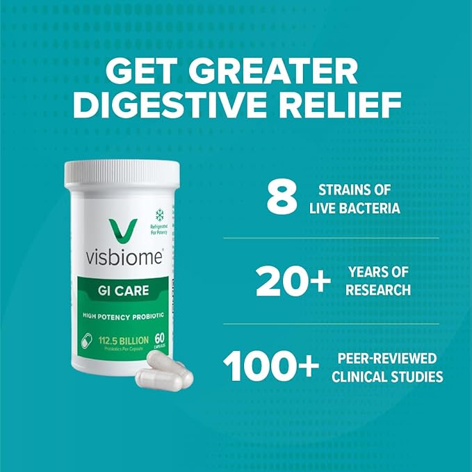 Visbiome® GI Care - High Potency Probiotic - 112.5 Billion CFU Live Probiotics, Original De Simone Formulation, Made in USA, 240 Capsules.