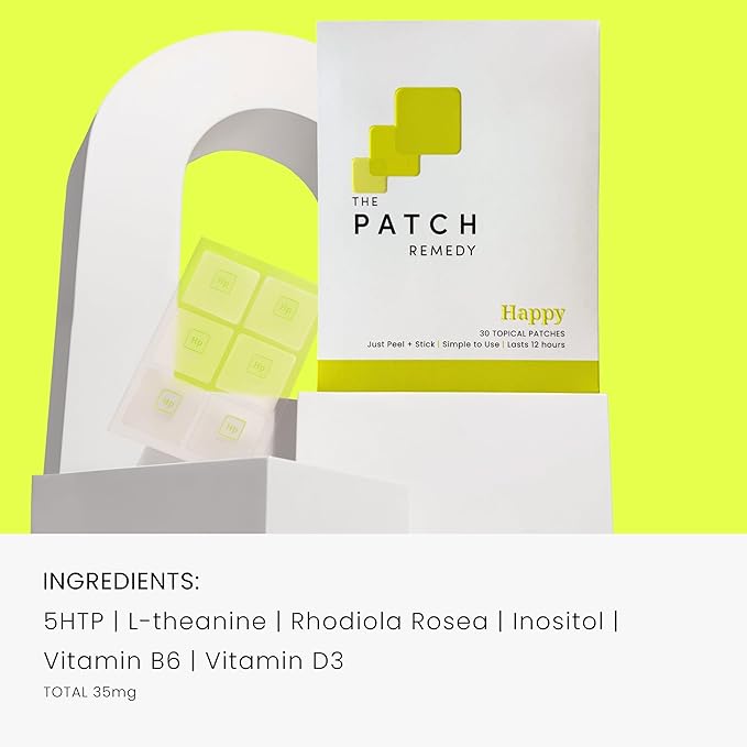 Happy Patch | 5-HTP, L-Theanine, Rhodiola, Inositol, B6, Vitamin D3 | 30 Patches