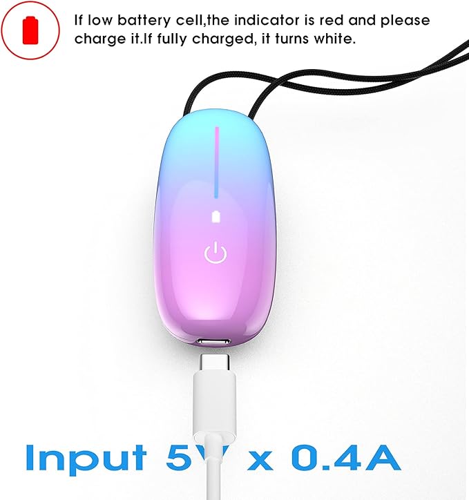 Portable Air Purifier-Wearable Personal Ionizer Necklace,Mini Size, High Gear Negative Ions Generator,Wearable for Travel, Airplane, Office, Outdoor Use, Home Rainbow