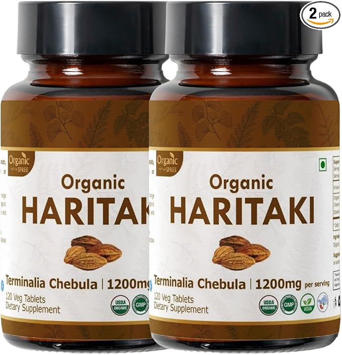 Haritaki 120 Tablets – USDA Organic Terminalia Chebula – Supports Digestion & Detoxification* - Pack of 2
