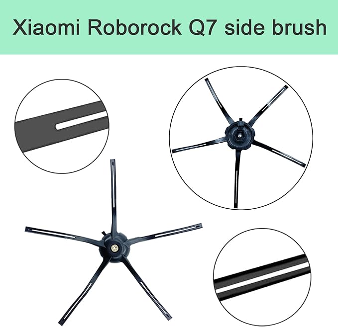 Q7 Series Replacement Parts for Roborock Q7 Q7+ Q7 Max Q7 Max+ Robot Vacuum, 1 Main Brush,4 Side Brushes, 4 HEPA Filters