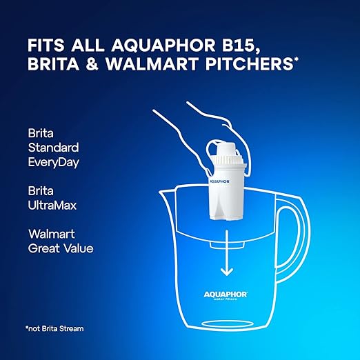 AQUAPHOR Water Filter Pitcher Ideal 7 Cup with 3 x B15 Filters - Black