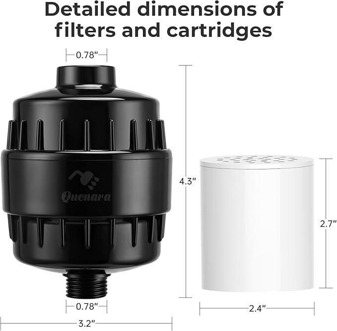 Shower Filter, 20-Stage Showerhead Filters, High Output Shower Head Filter for Hard Water, Water Softener Reduces Dry Skin, Dandruff, Eczema and Improves Skin, Hair and Nails, Black