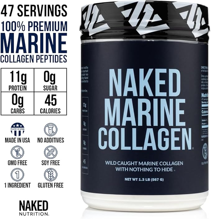 NAKED Marine Collagen Peptides Protein Powder - Unflavored - from Wild Caught Cod - Paleo Friendly, Non-GMO, Soy-Free, Gluten-Free - 47 Servings