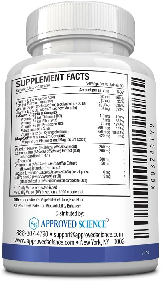 Approved Science Restlex - 420 mg Magnesium Glycinate Blend, L-theanine 200 mg - 360 Capsules - 2 Bottles