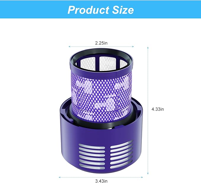 Vacuum Filter Replacement Parts Compatible with Dyson Cyclone V10 Series: V10 Total Clean, V10 Absolute, V10 Animal, V10 Motorhead, SV12 Vacuums. Compatible with Part Number 969082-01 (V10-2 Pack).