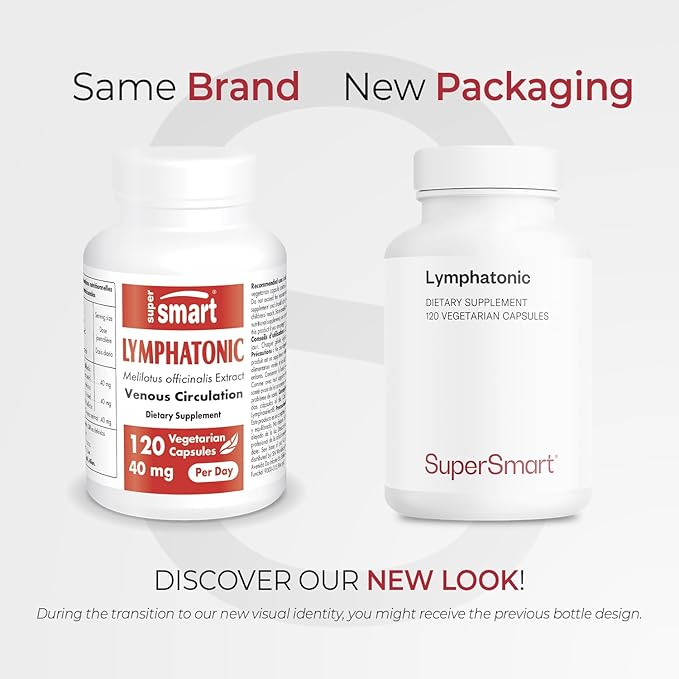 Supersmart - Lymphatonic 40mg per Day - Lymphatic Drainage Supplement - Melilotus Officinalis | Non-GMO & Gluten Free - 120 Vegetarian Capsules