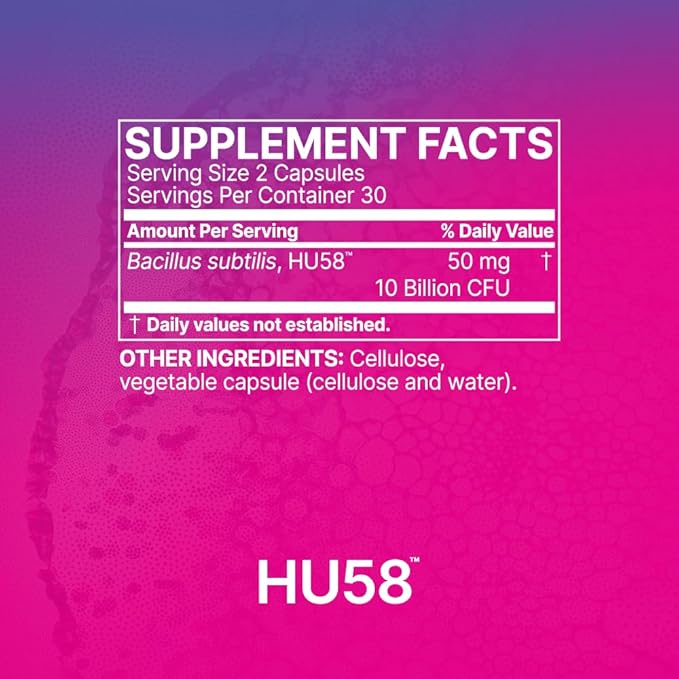 Microbiome Labs HU58 Bacillus Subtilis Probiotics for Women and Men - High Potency Spore Probiotic for Digestive Health & Immune Support - Daily Capsules with 10 Billion CFU (60 Capsules)