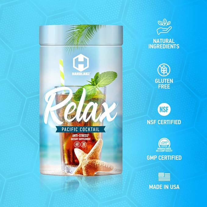 Relax - All-Natural Stress Relief, Sleep Support, Mood Enhancement Herbal Supplement with Ivan Tea, Valerian, Ginseng, Lavender, Lemon Balm, Motherwort, 60 Capsules