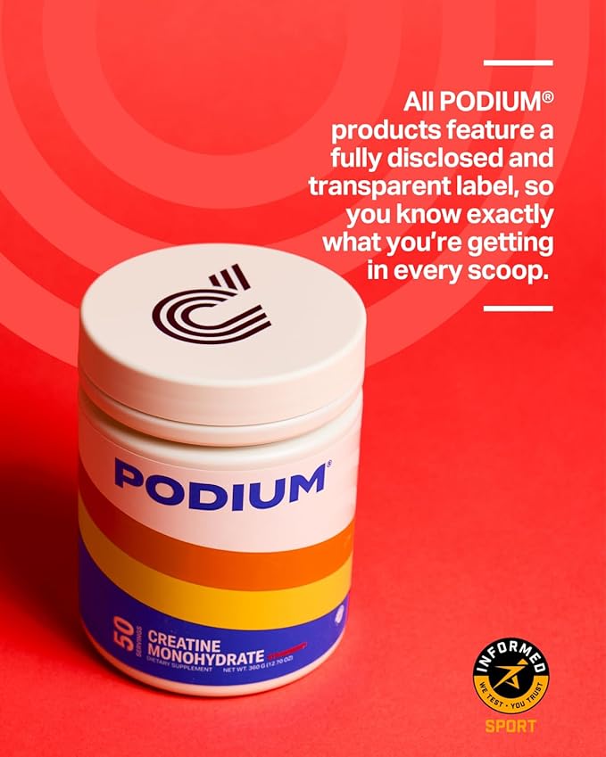 Podium Nutrition, Solos | Creatine Monohydrate, 50 Servings, Strawberry, Boost Athletic Performance
