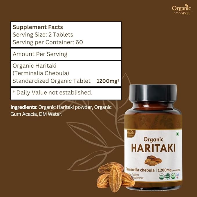 Haritaki 120 Tablets – USDA Organic Terminalia Chebula – Supports Digestion & Detoxification* - Pack of 3