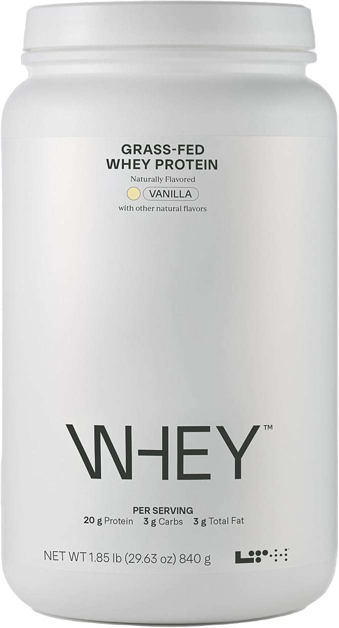 Whey Protein - Trusted by Life Time Fitness Members - Grass-Fed Whey Protein Powder - with Amino Acids - Aids Lean Muscle & Recovery - Supports Immune & Liver Health - Vanilla, 30 Servings