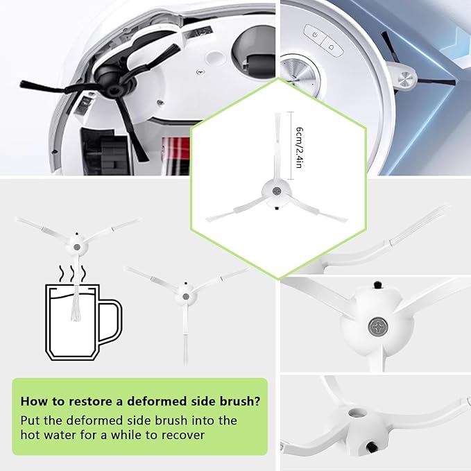 Yivy Vacuum Cleaner Replacement parts Compatible with Roborock Qrevo pro/Qrevo MaxV/Qrevo S/Qrevo plus,2 Main Brush Roller,6 White Side Brush,4 Hepa Filters,8 Mop Pads,6 Dust Bags (White-29)