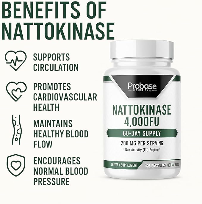 Nattokinase Capsules 4000 FU from Japanese Natto Extract 120 Servings for Wellbeing Support