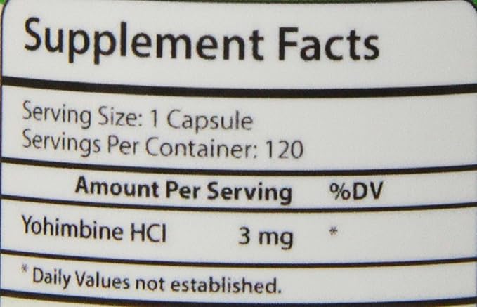 Yohimbine HCl Dietary Supplement, 120 Count