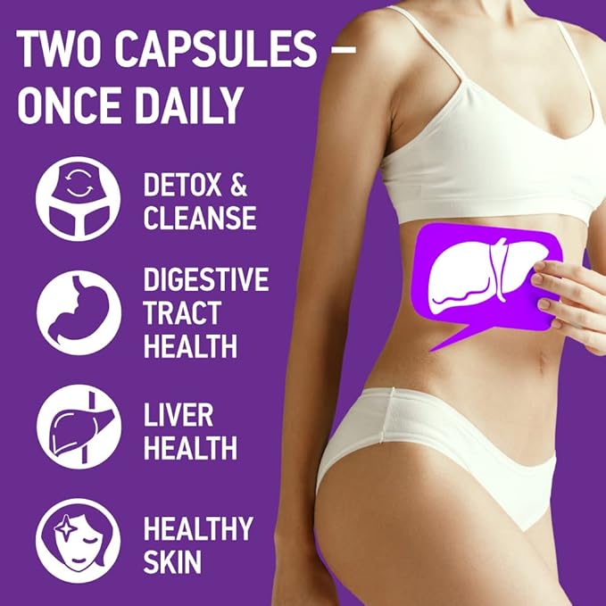 Liver Cleanse Support Supplement w Milk Thistle - Nature's Secret Agent Blend - 60 Vegan Capsules