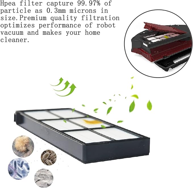 Replacement Parts Kit for Iobot Roomba 800 and 900 Series 805 860 870 871 880 890 960 961 980 981 985 Vacuum Cleaner Accessories Including Debris Extractor Set,Side Brush and Hepa Filters