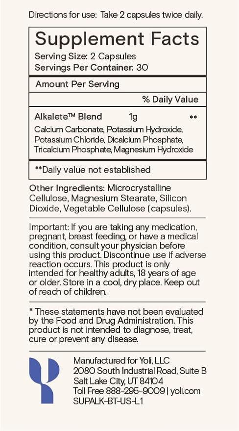 Yoli Alkalete - Calcium and Magnesium Supplement - 60 Capsules