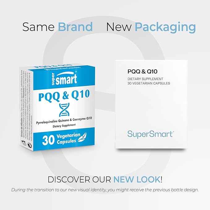 SUPERSMART - PQQ & Q10 (CoQ10) - Powerful Antioxidant Used to Protect Mitochondria Up to 20% for Aging Cells | Non-GMO & Gluten Free - 30 Vegetarian Capsules