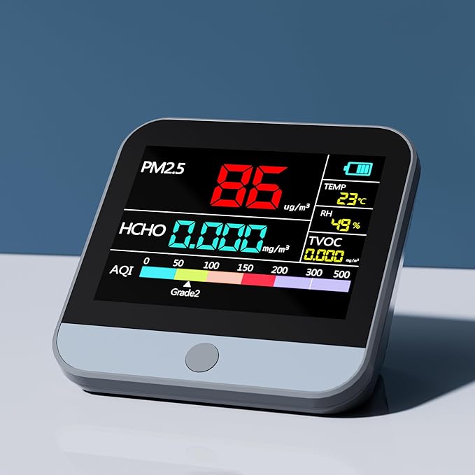 13 in 1 Air Quality Tester for Home, Indoor Air Quality Monitor, with PM1/PM2.5/PM10/Particle Counter/AQI/Humidity/TVOC/Temperature/Formaldehyde, Portable Air Quality Sensor