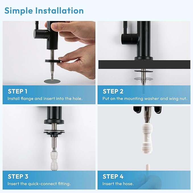 Reverse Osmosis Faucet, Filtered RO Drinking Water Faucet for Kitchen Sink, Non-Air Gap, 360-degree Rotation, Lead-Free, 304 Stainless Steel, Matte Black