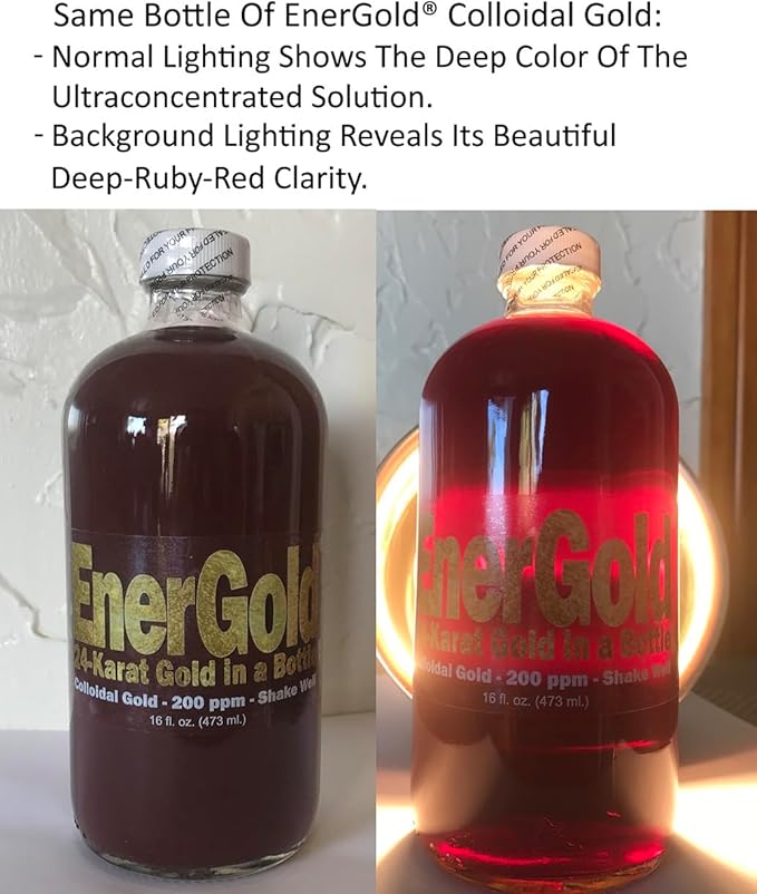 EnerGold® 99.99%-Pure Ultraconcentrated 200-ppm Ruby-Red Colloidal Gold. Deflect Radiation & EMFs, Repair DNA, Regenerate Pineal Gland, Rejuvenate All Tissues of The Body, Energize Your Aura,...