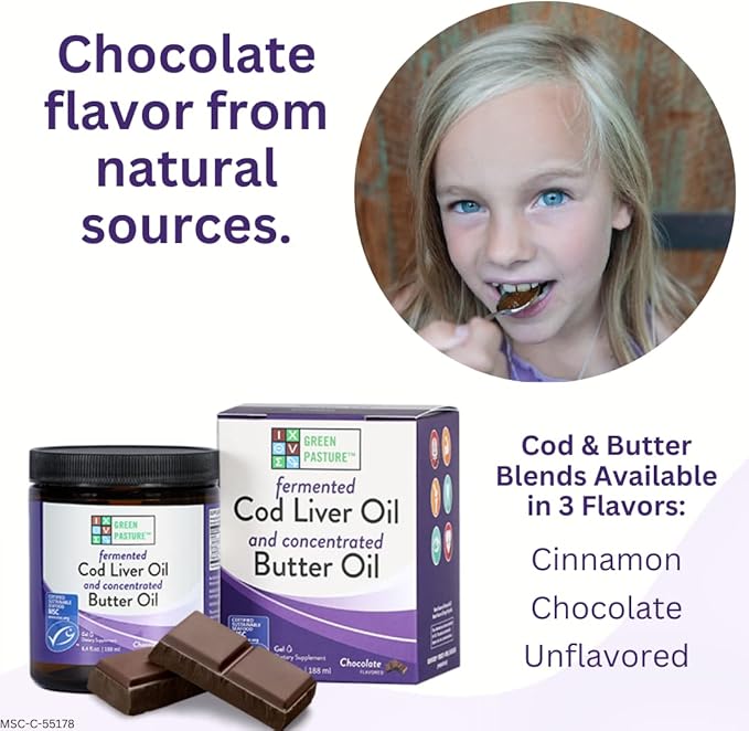 Green Pasture Butter Oil/Fermented Cod Liver Oil Blended Gel - 6.4 oz.- (Chocolate)