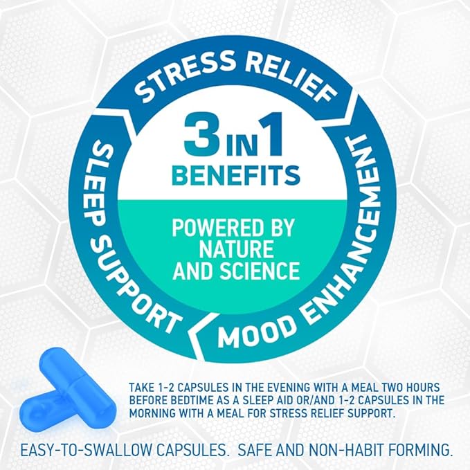 Relax - All-Natural Stress Relief, Sleep Support, Mood Enhancement Herbal Supplement with Ivan Tea, Valerian, Ginseng, Lavender, Lemon Balm, Motherwort, 60 Capsules