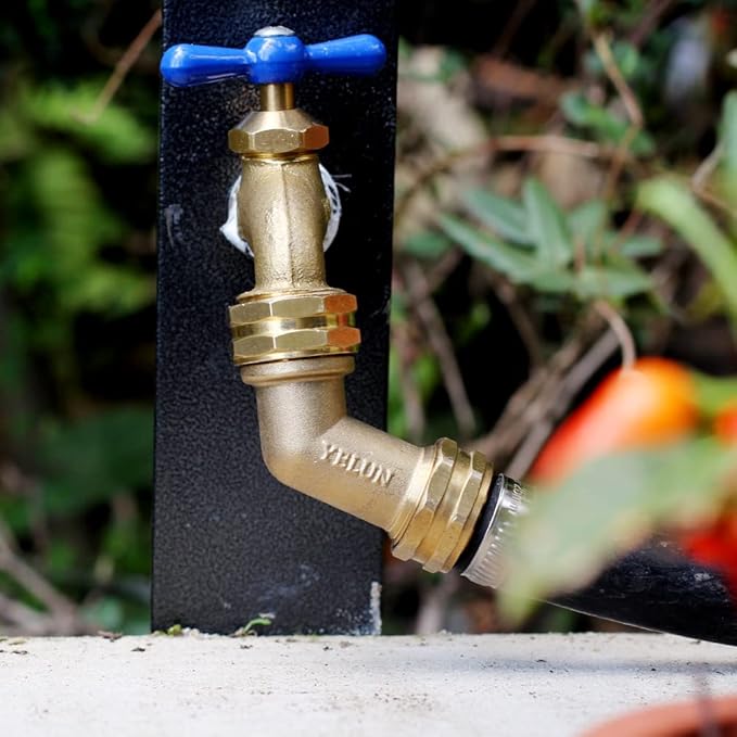 Garden Hose Elbow Connector 45 Degree Solid Brass Pipe Fittings Hose Elbow -Eliminates Stress and Strain On RV Water Intake Hose Adapter 3/4" FHT x 3/4" MHT (45 Degree 4 PCS)