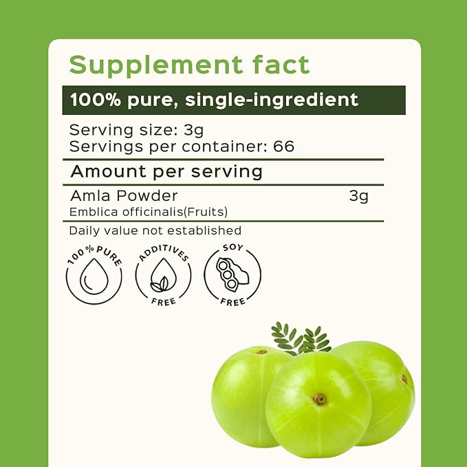 bixa BOTANICAL | Amalaki Amla Berries Powder | Indian Gooseberry | Rich in Natural Vitamin C | Non GMO | Gluten Free | No Preservatives | Skin Glow and Hair Strength Support | 7 oz 200 g