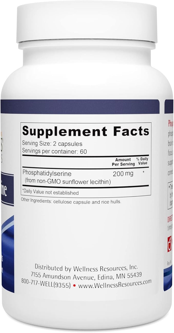 Wellness Resources PhosphatidylSerine Soy-Free Sunflower Source (100mg, 120 Capsules) Non-GMO, Vegan …