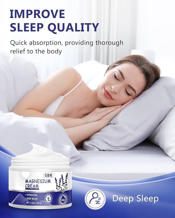 GBN Magnesium Cream for Sleep - Natural Relaxation Cream for Muscles & Joint - Hydrating Magnesium Lotion for Sleep, Fast-Absorbing & Non-Greasy, Safe for Kids (Lavender)