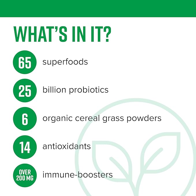 Vibrant Health, Green Vibrance, Includes 65 Plant-Based Superfoods, 25 Billion Probiotics, Fiber, Adaptogens & Enzymes, 83 Servings