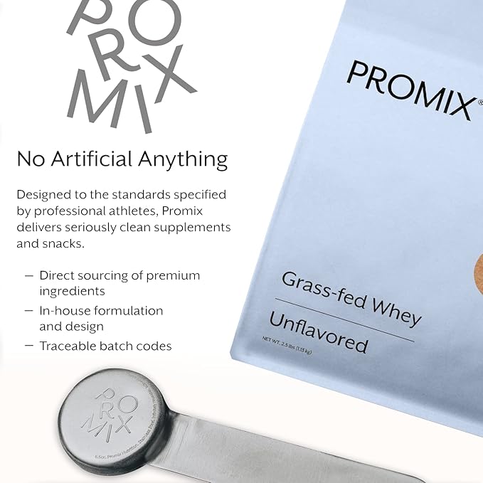 ProMix Nutrition Whey Protein Powder, Unflavored - Grass-Fed - Post Workout Fitness & Nutrition Shakes, Smoothies, Baking & Cooking Recipes - Gluten-Free & Keto-Friendly - 5 Pound (Pack of 2)