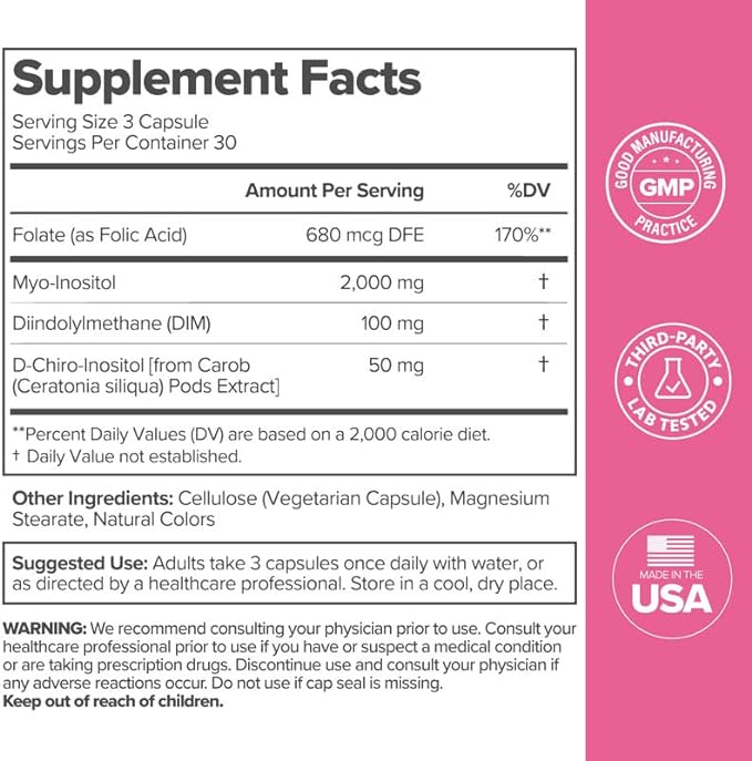 O Positiv FLO Ovarian Health Support – Hormone Balance for Women with DIM, Myo & D-Chiro Inositol, Folic Acid – Ovulation & Cycle Support – 30 Servings (Pack of 3)
