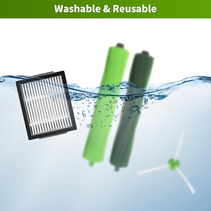 Replacement Parts accessories for i-robot Roomba i1 i1+ i7 i7+ i3 i3+ i4+ i6+ i8 j7 E5 E6 E7 I & J Plus series Vacuum Cleaner Inclue 1 Set Roller Brushes, 4 Filters, 4 Side Brushes